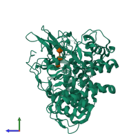 PDB entry 2v8k coloured by chain, side view.