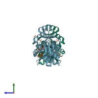 PDB entry 2v8p coloured by chain, side view.