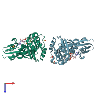 PDB entry 2v8p coloured by chain, top view.