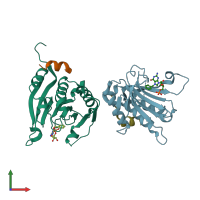 PDB entry 2v8x coloured by chain, front view.