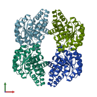 PDB entry 2v8z coloured by chain, front view.