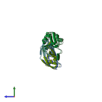 PDB entry 2v90 coloured by chain, side view.