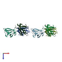 PDB entry 2v90 coloured by chain, top view.