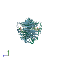 PDB entry 2v91 coloured by chain, side view.