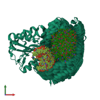 PDB entry 2v93 coloured by chain, ensemble of 50 models, front view.