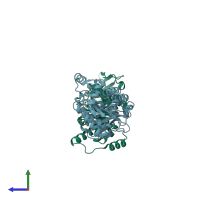 PDB entry 2v9o coloured by chain, side view.