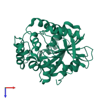 PDB entry 2v9z coloured by chain, top view.
