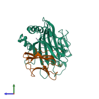 PDB entry 2vaa coloured by chain, side view.