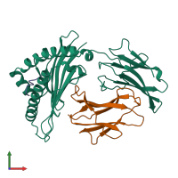 PDB entry 2vab coloured by chain, front view.