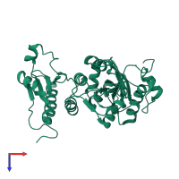 PDB entry 2vaf coloured by chain, top view.