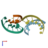 PDB entry 2val coloured by chain, top view.