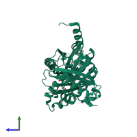 PDB entry 2vap coloured by chain, side view.