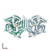 PDB entry 2vaq coloured by chain, front view.