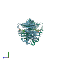 PDB entry 2vaq coloured by chain, side view.