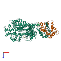 PDB entry 2vas coloured by chain, top view.