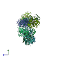 PDB entry 2vav coloured by chain, side view.
