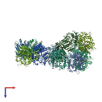 PDB entry 2vav coloured by chain, top view.