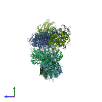 PDB entry 2vax coloured by chain, side view.