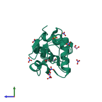 Monomeric assembly 1 of PDB entry 2vb1 coloured by chemically distinct molecules, side view.