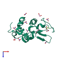 Monomeric assembly 1 of PDB entry 2vb1 coloured by chemically distinct molecules, top view.