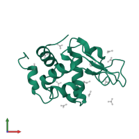 Lysozyme C in PDB entry 2vb1, assembly 1, front view.