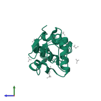 Lysozyme C in PDB entry 2vb1, assembly 1, side view.