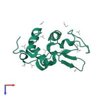 Lysozyme C in PDB entry 2vb1, assembly 1, top view.