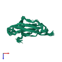 PDB entry 2vb5 coloured by chain, ensemble of 20 models, top view.