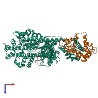 PDB entry 2vb6 coloured by chain, top view.