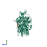 PDB entry 2vbc coloured by chain, side view.