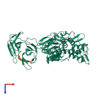 PDB entry 2vbc coloured by chain, top view.