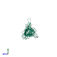 PDB entry 2vbe coloured by chain, side view.