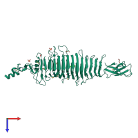 PDB entry 2vbe coloured by chain, top view.