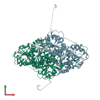 PDB entry 2vbf coloured by chain, front view.