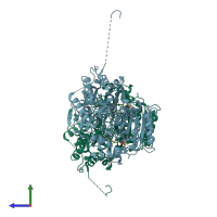 PDB entry 2vbf coloured by chain, side view.