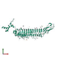 PDB entry 2vbk coloured by chain, front view.