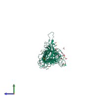 PDB entry 2vbk coloured by chain, side view.