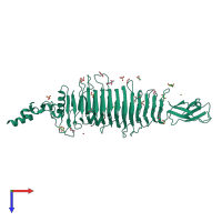 PDB entry 2vbk coloured by chain, top view.