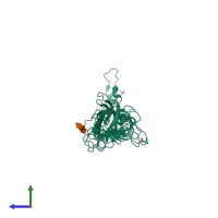 PDB entry 2vbm coloured by chain, side view.