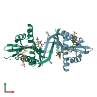 PDB entry 2vbq coloured by chain, front view.