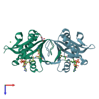 PDB entry 2vbq coloured by chain, top view.