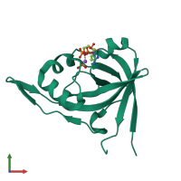 PDB entry 2vbt coloured by chain, front view.