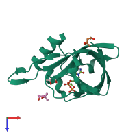 PDB entry 2vbu coloured by chain, top view.