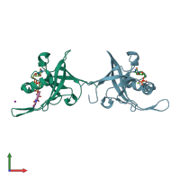 PDB entry 2vbv coloured by chain, front view.