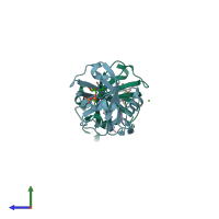 PDB entry 2vbv coloured by chain, side view.