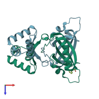 PDB entry 2vbw coloured by chain, top view.