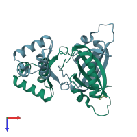 PDB entry 2vc0 coloured by chain, top view.