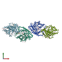 PDB entry 2vc7 coloured by chain, front view.