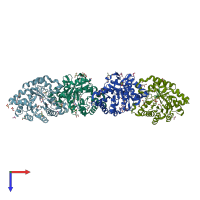 PDB entry 2vc7 coloured by chain, top view.