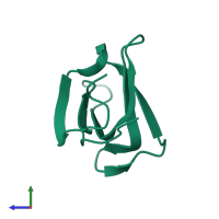 PDB entry 2vc8 coloured by chain, side view.